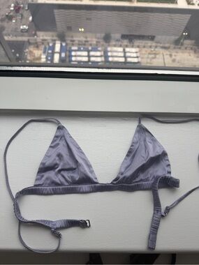 Fleur du Mal Silk Satin Triangle Bralette - Lavender